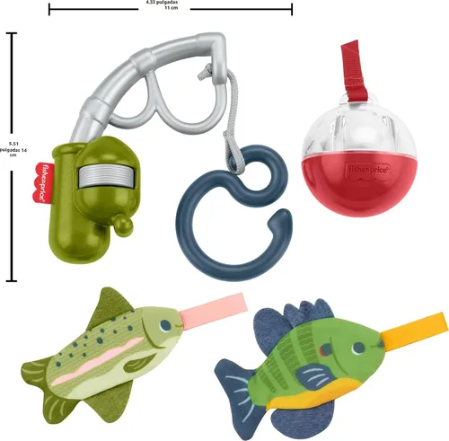 Vista 6 de Fisher-Price Baby Toys Mini Me Moments - Juego de pesca con carrete de 4 piezas, actividades sensoriales para el desarrollo del recién nacido a