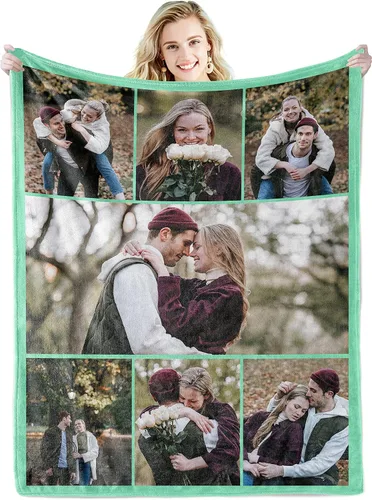 Vista 8 de Youltar Regalos personalizados para el día de la madre para mamá, manta de fotos personalizada de hija e hijo, 6 collages de fotos de 30 x 40