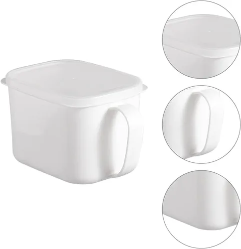 Vista 5 de Hemoton Contenedores de almacenamiento de plástico blanco para refrigerador con asa, contenedor de almacenamiento de alimentos, caja Bento