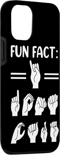 Vista 3 de Funda divertida para iPhone 14 ASL en lenguaje de señas americano, hecho divertido, no me importa