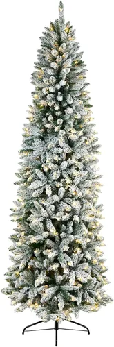 Vista 11 de Nearly Natural Árbol de Navidad artificial negro de 6 pies con 400 luces LED transparentes y 1036 puntas