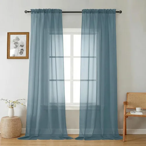 Vista 101 de Gwine Cortinas transparentes negras de 108 pulgadas de largo Negro