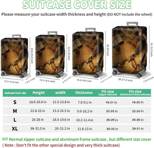 Vista 4 de FUYOCWE Fundas de equipaje para maleta, aprobadas por la TSA, protector elástico lavable para maleta, se adapta a accesorios de viaje de 19 a 32
