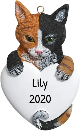 Vista 2 de Adorno 3D de gato calicó personalizado para árbol de Navidad 2025 – Adorno personalizado para mascotas, adornos de Navidad para mascotas, regalos