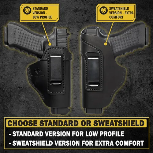 Vista 4 de Relentless Tactical IWB The Defender - Funda de cuero para pistolas S&W M&P Shield, GLOCK 17 19 22 23 32 33, Springfield XD & XDS, y pistolas