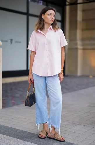 Vista 3 de HOTOUCH Camisa con botones para mujer, de algodón, de manga corta, cuello en V, con botones, para verano y playa