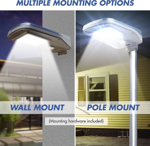 Vista 7 de Wagan EL8590 - Luz de calle solar LED integrada de 2000 lúmenes con control remoto, luz de inundación de seguridad, sensor de movimiento