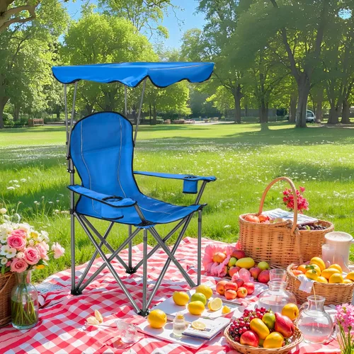 Vista 10 de ALPHA CAMP Sillas de camping con toldo resistente con sombrilla ajustable Heavy duty 400 LBS, Steel Frame, Sturdy, Ergonomic,600D Oxford fabric