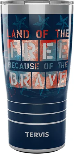 Vista 13 de Tervis Vaso aislado de doble pared Home of the Free Because of the Brave Eagle fabricado en Estados Unidos mantiene las bebidas frías y calientes