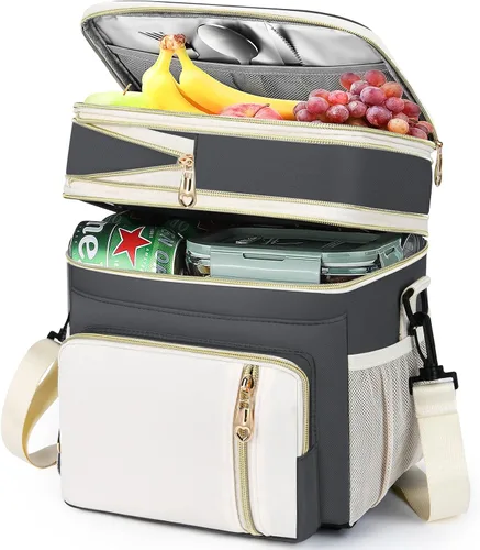 Vista 16 de Lonchera y bolsa de almuerzo para mujeres y hombres, lonchera grande aislada para adultos, a prueba de fugas, bolsa enfriadora para el trabajo