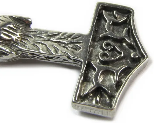 Vista 2 de Peltre Colgante de martillo de Thor en Cord Collar, el Norse Collection