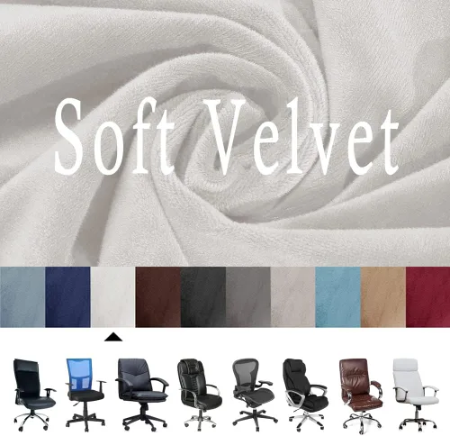 Vista 5 de ITFRO Funda para silla de oficina de 3 piezas con fundas para reposabrazos, funda de terciopelo blanco para silla de escritorio de computadora