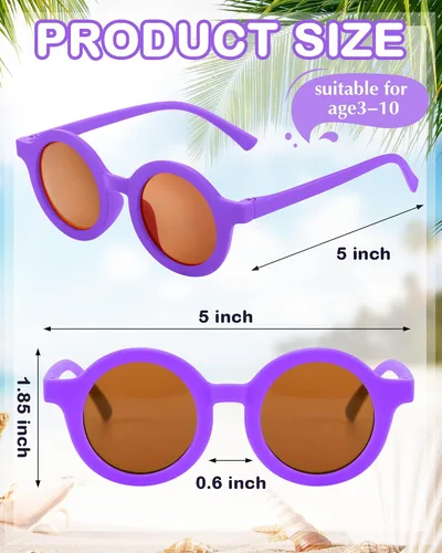 Vista 2 de Flutesan 24 pares de lentes de sol redondos para niños, lindos lentes de sol circulares retro para niños y niñas, niños pequeños al aire libre UV