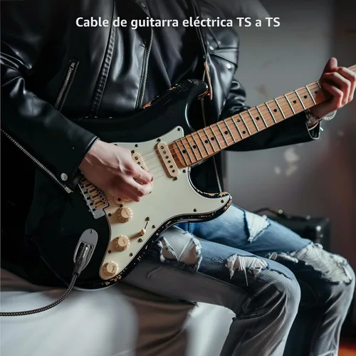 Vista 2 de Cable Matters Paquete de 2 cables trenzados de guitarra TS a TS de 1/4 de pulgada, 3 pies