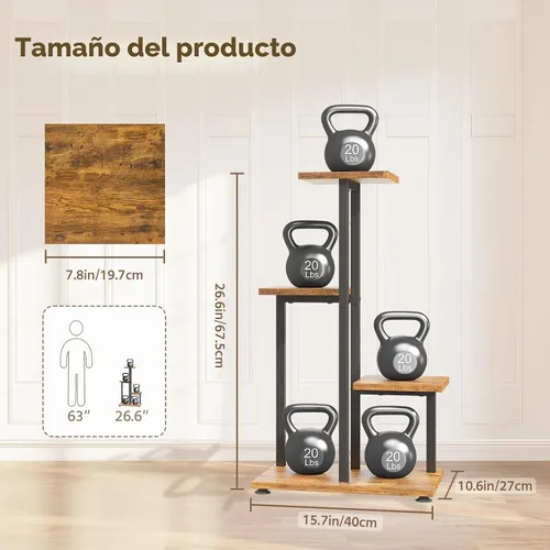 Vista 2 de LASZOLA Soporte de Madera de 4 Niveles en Negro para Plantas de Interior, Resistente y de Gran Capacidad, Estante de Flores Vertical de Múltiples