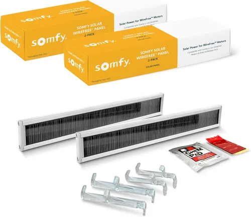 Vista 6 de Somfy Kit de paneles solares de iones de litio sin cables, energía solar para persianas RTS, larga duración, fácil de instalar, incluye soportes