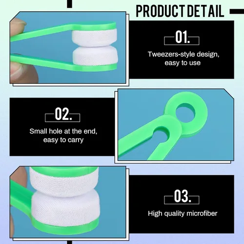 Vista 3 de 40 piezas mini cepillo limpiador de gafas, limpiador de gafas de microfibra Herramienta de limpieza suave Gafas Clip de limpieza para gafas
