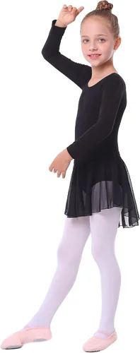 Vista 4 de Leotardos de manga larga con falda de ballet, vestidos de baile, traje de tutú para niñas pequeñas