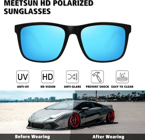 Vista 2 de MEETSUN Gafas de sol polarizadas para hombres y mujeres protección UV Estándar