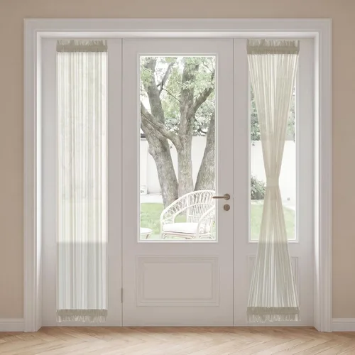 Vista 20 de H. Versailtex Lino Natural y Poly semi-láminas Premium suaves y ricos materiales paneles de cortina con abrazadera ajustable para patio Gris