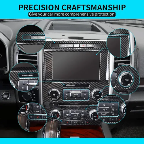 Vista 4 de JeCar Para F150 Cubierta de panel de tablero de consola central interior de fibra de carbono para Ford F150 2015-2020 Accesorios interiores