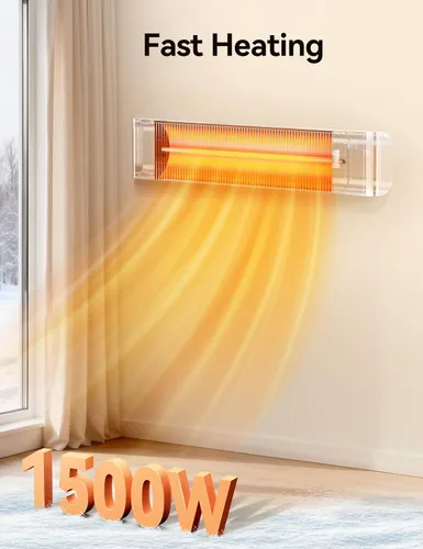 Vista 3 de VAGKRI Calentadores para exteriores, calentador eléctrico infrarrojo para patio con control remoto y temporizador de 12 horas, impermeable IP65, 3