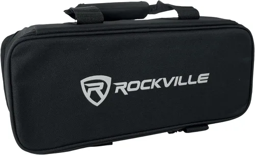 Vista 3 de Rockville Paquete de 4 mini RF1 V2 negro RGBWA+UV luces de lavado alimentadas por batería con control remoto RF, DMX inalámbrico, bolsa de viaje
