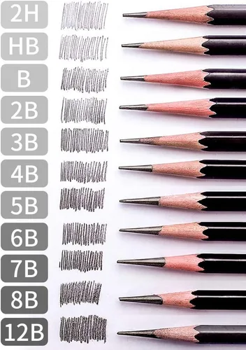 Vista 4 de Lápices de bocetos, pinturas artísticas, lápices de madera, lápices profesionales, 12 piezas (3B)