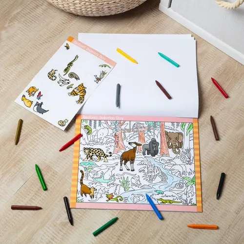 Vista 10 de Melissa & Doug - Hoja de calcomanías Busca y Encuentra, Animales (más de 400 calcomanías, 14 escenas para colorear) Hojas de calcomanías de búsqueda