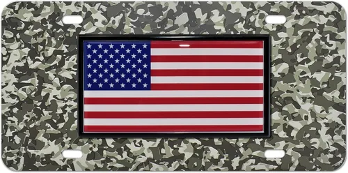 Vista 13 de Elektroplate Placa de matrícula negra con bandera de Estados Unidos invertida