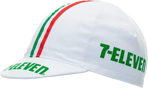 Vista 2 de Positz 7-11 Retro Team - Gorra de ciclismo diseño de rayas verticales color blanco