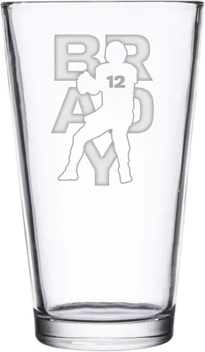 Vista 20 de Hat Shark Jugador atlético deportivo de fútbol – Vasos de pinta grabados con láser para cerveza, jarra de 16 onzas (Allen #17)