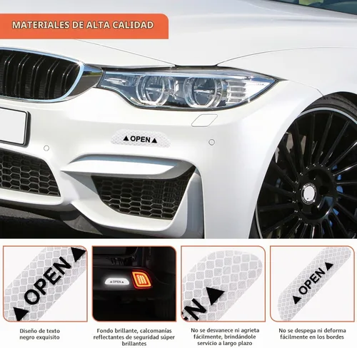 Vista 3 de Ziciner 4 piezas de pegatinas reflectantes para puertas de coche, advertencia de seguridad de visibilidad nocturna, tiras protectoras anticolisión