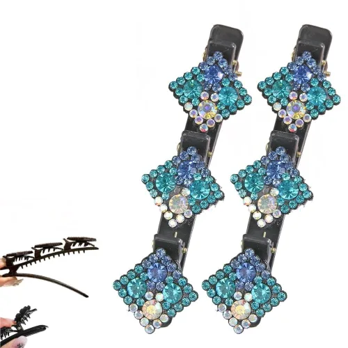 Vista 15 de Pinzas de pelo trenzadas para mujeres y niñas, 2025 nuevas pinzas de pelo con piedras de cristal brillantes, pinzas cortas de pico de pato