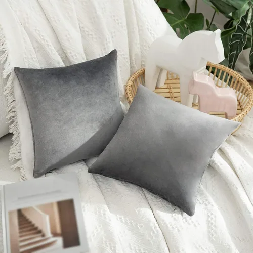 Vista 68 de MIULEE Paquete de 2 fundas de almohada de terciopelo decorativas rectangulares lumbares, fundas de cojín suaves sólidas para sofá, sofá, dormitorio