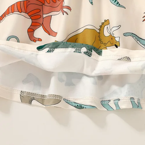 Vista 7 de HAPPYMA Vestido de verano para niña pequeña, vestido de dinosaurio con mangas con vuelo, trajes para bebé, vestido de verano, faldas