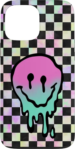 Vista 24 de Blah Drippy Pink Teal Y2K Graphic Case for iPhone 17