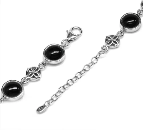 Vista 3 de Silvershake, piedras de cabujón creadas en plata de ley 925, nudo celta de 7 a 8.5 pulgadas, pulsera ajustable para mujer