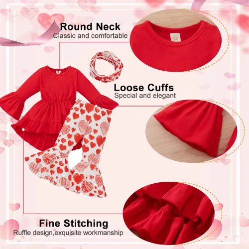 Vista 2 de XIFAMNIY Conjunto de 3 piezas de pantalones para niñas pequeñas del Día de San Patricio