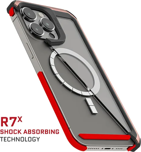 Vista 4 de Ghostek ATOMIC - Funda delgada para iPhone 14 Pro Max para mujer, con anillo MagSafe, parte trasera transparente, a prueba de golpes, resistente