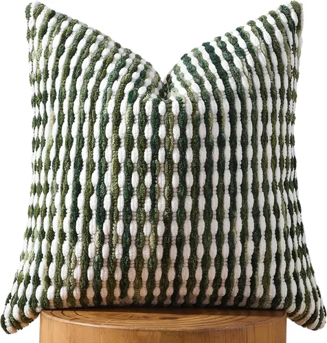 Vista 28 de AmHoo - Funda decorativa de almohada estilo bohemio de chenilla, funda de almohada con borlas tuftadas para sofá, cama, dormitorio, sala de estar