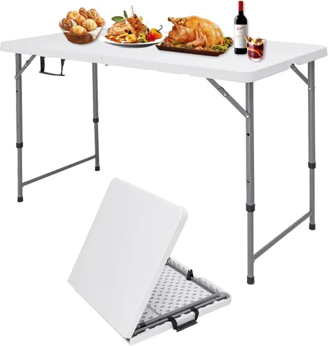 Vista 10 de Mesa plegable de 8 pies, mesa plegable portátil grande blanca