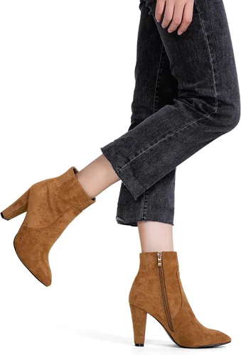 Vista 3 de Vepose Botas de tobillo 9633 para mujer, botas de tacón alto de aguja de moda, botas de vestir con punta de punta