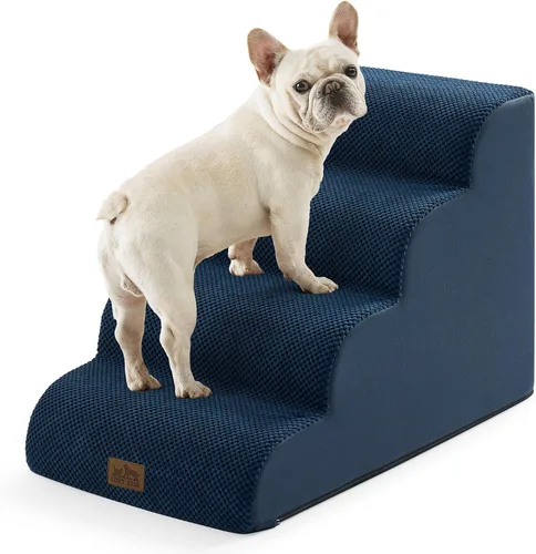 Vista 25 de COZY KISS Escaleras para perros pequeños de 11.8 pulgadas de alto, escalón curvado para cachorros, gatos mayores, rampa mediana para mascotas
