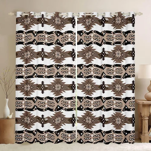 Vista 13 de Cortinas opacas de estilo bohemio occidental de 76 x 45 pulgadas, cortinas y cortinas de atrapasueños de vaca, cortinas del suroeste, cortinas