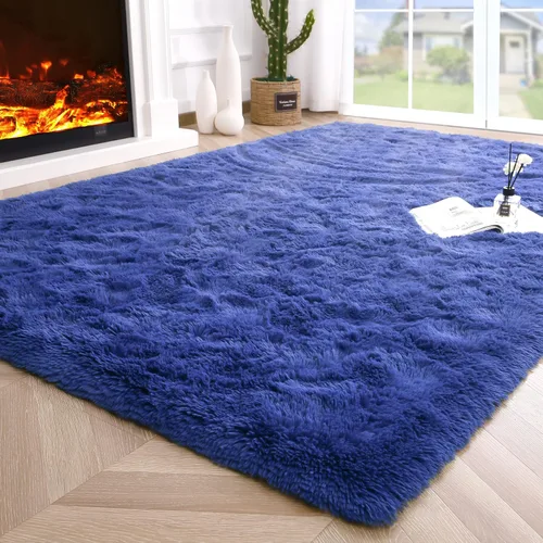 Vista 107 de Noahas Alfombras de Área Grandes y Esponjosas de 5x8 pies para Sala de Estar y Dormitorio, Alfombra Gruesa de Pelo Largo Beige y Blanca, Alfombra