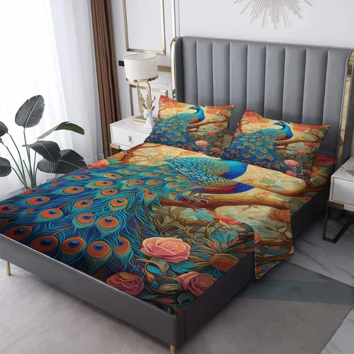 Vista 21 de Juego de sábanas abstractas tamaño individual, sábanas de microfibra suave, bolsillo profundo, sábanas y fundas de almohada estampadas sin arrugas