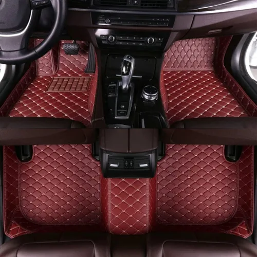 Vista 24 de Nuevas alfombrillas de coche personalizadas para Sedán, SUV, camioneta, alfombrillas de cuero para todo tipo de clima, Negro Alfombras para Carro