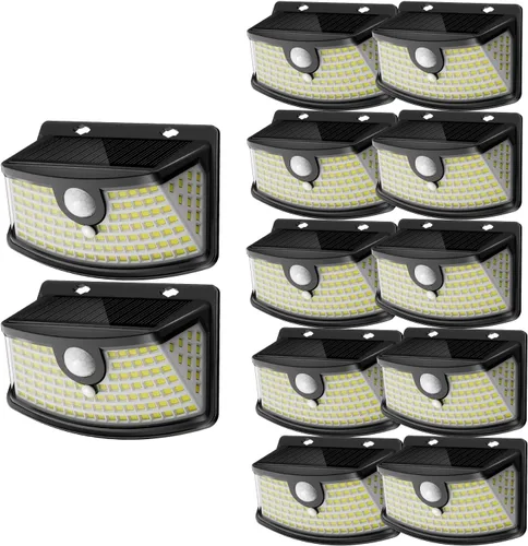 Vista 21 de Aootek Luces solares con sensor de movimiento, 120 luces LED con reflector de luces, gran angular de 270°, impermeable IP65, luces de paso