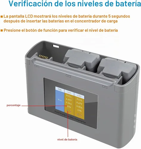 Vista 2 de Hub de cargador de batería bidireccional LCD para DJI Mini 4K,2,2 SE Drone,Carga de tres baterías en secuencia Accesorios de carga